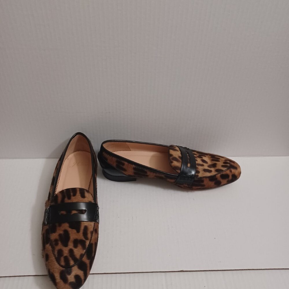 J.CREW ACADEMY LOAFERS IN LEOPARD CALF HAIR SIZE 7.5 - Picture 8 of 16